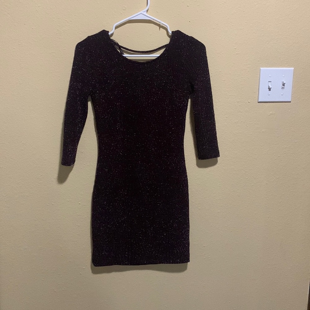 Open back purple mini dress